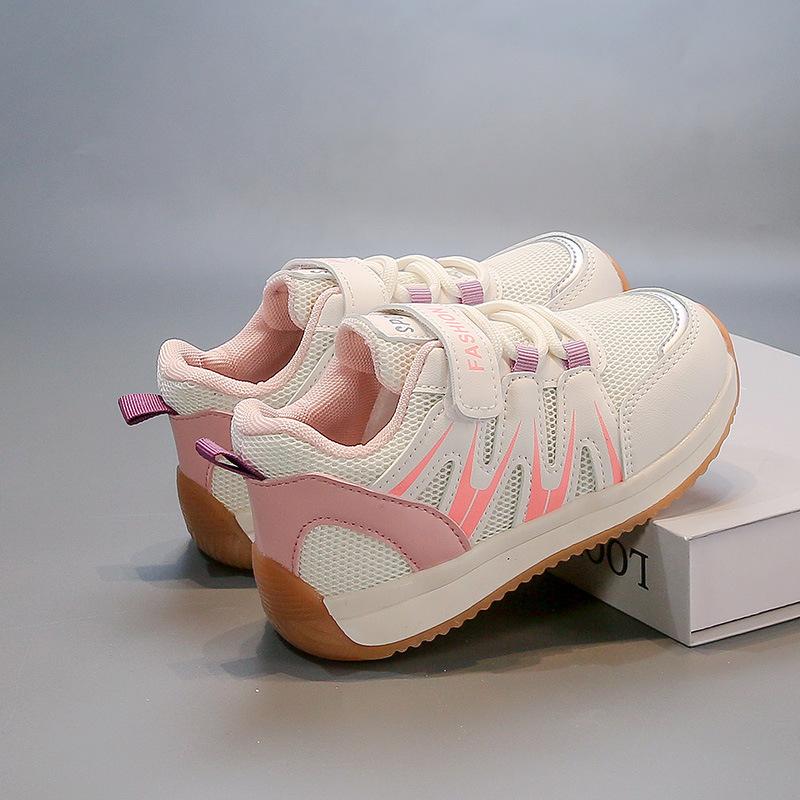 Boys Girls Sneakers Mesh Breathable Kids Running Shoes Soft Sole 2025 New Fashion Children Casual Shoes Non-slip Hook&loop Trend