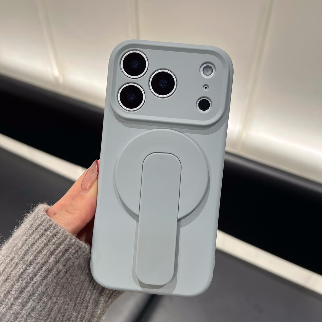 2 IN 1 Liquid Silicone Grip Holder Soft Shockproof Case for Apple iPhone 17 Air 16 Plus 15 14 13 12 Pro Max 11 For Magsafe Cover