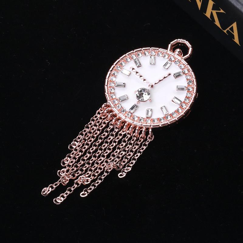 Creative Fringed Clock Brooch, Fashion Ins Trendy Personalized Drip Diamond Corsage, Clothing Pin