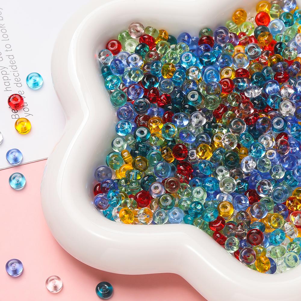 50pcs/Lots Colored Glass Seed Bead Abacus Shape Spacer Loose Beads for DIY Jewelry Making Bracelet Necklace Charms Accessories