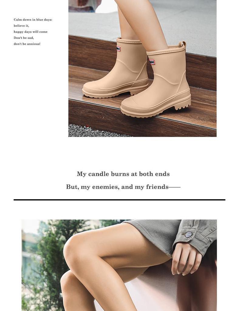 Damen Stiefeletten Regenstiefel im koreanischen Stil - Trendig, wasserdicht, rutschfest, ideal für Outdoor-Arbeiten und Autowäsche.