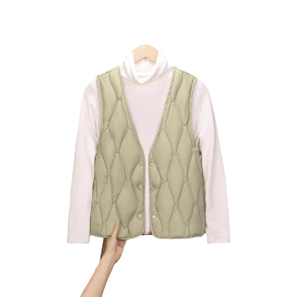 New light down jacket vest women's warm slim fit V-neck white duck down vest liner vest