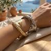 Trend Chunky Gold Color Twisted Cuff Bangle Bracelet for Women Hip Hop Irregular Geometric Wide Wristband Statement Jewelry