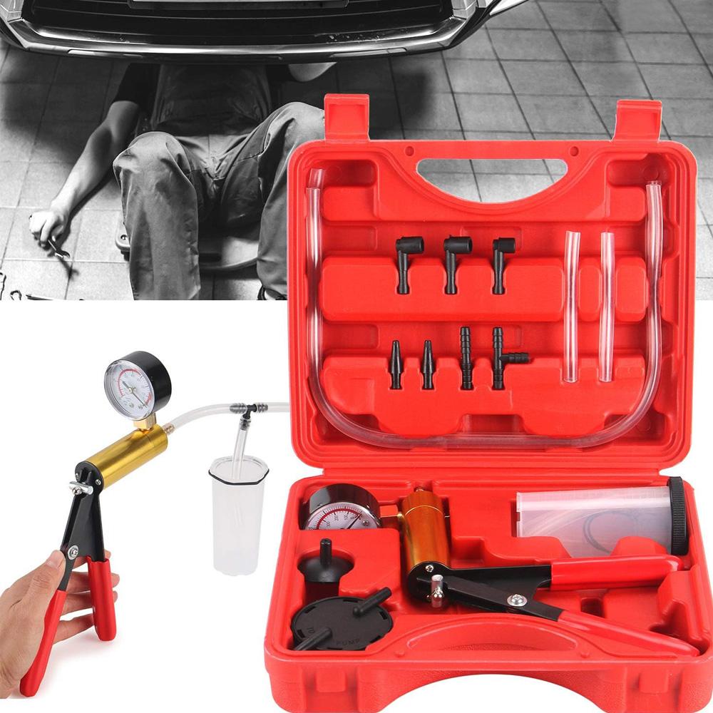 21pcs Hand Held Vacuum Pump Tester Set Vacuum Gauge and Brake Bleeder Kit for Automotive Auto Diagnostic-tool