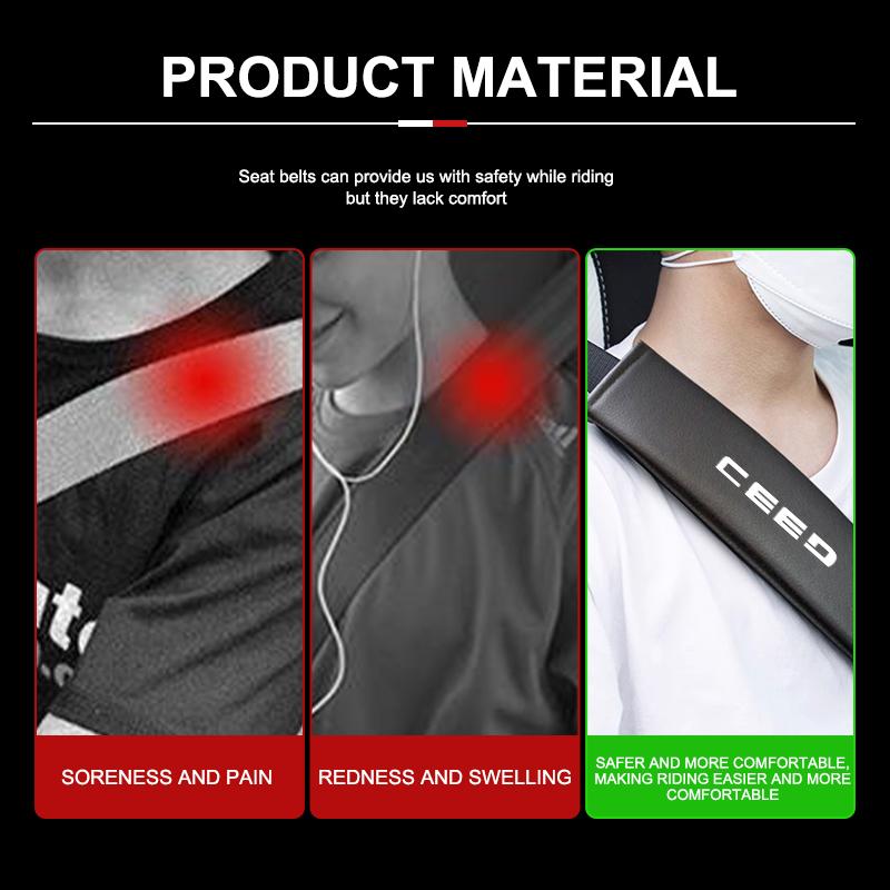 CKTJ8 Car Seat Belt Leather Safety Shoulder Cover Protection Pad For KIA Ceed Sportage Rio K5 K2 Cerato Proceed Venga Sedona