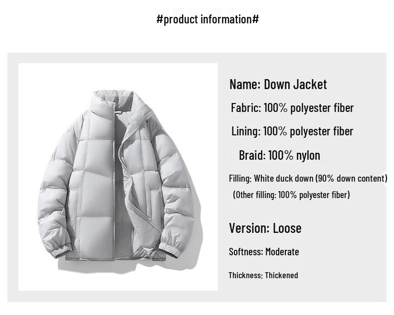 Doudoune Tendance Homme Grande Taille à Col Montant - Nouvelle Mode Hivernale Vêtements d'Extérieur
