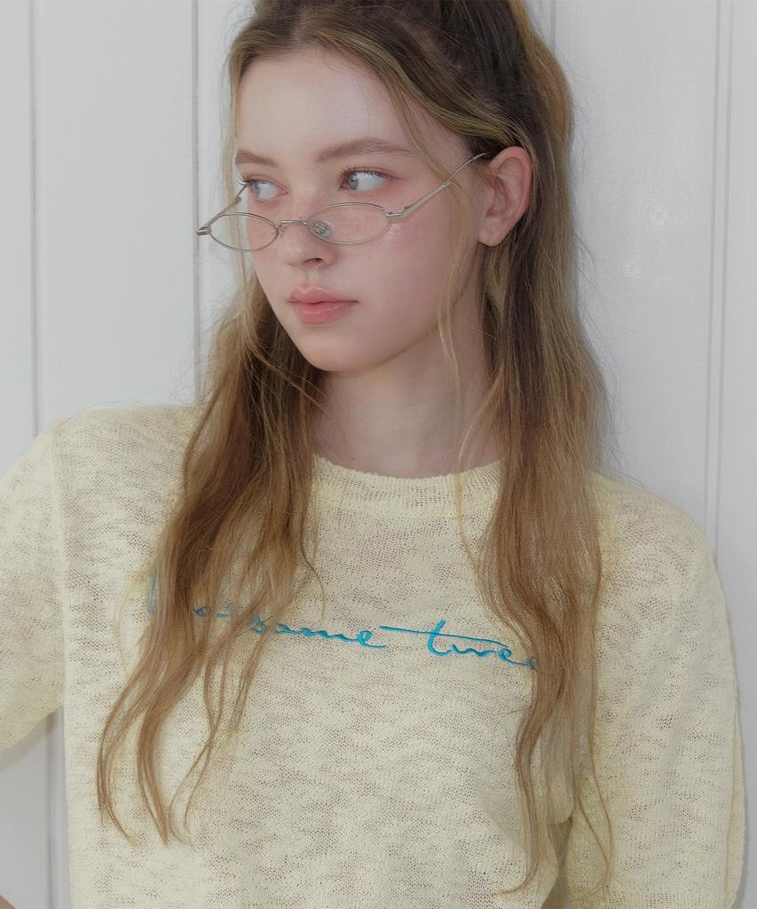 Teuwi Poeti Big Lettering Embroidered Short Sleeve Knit