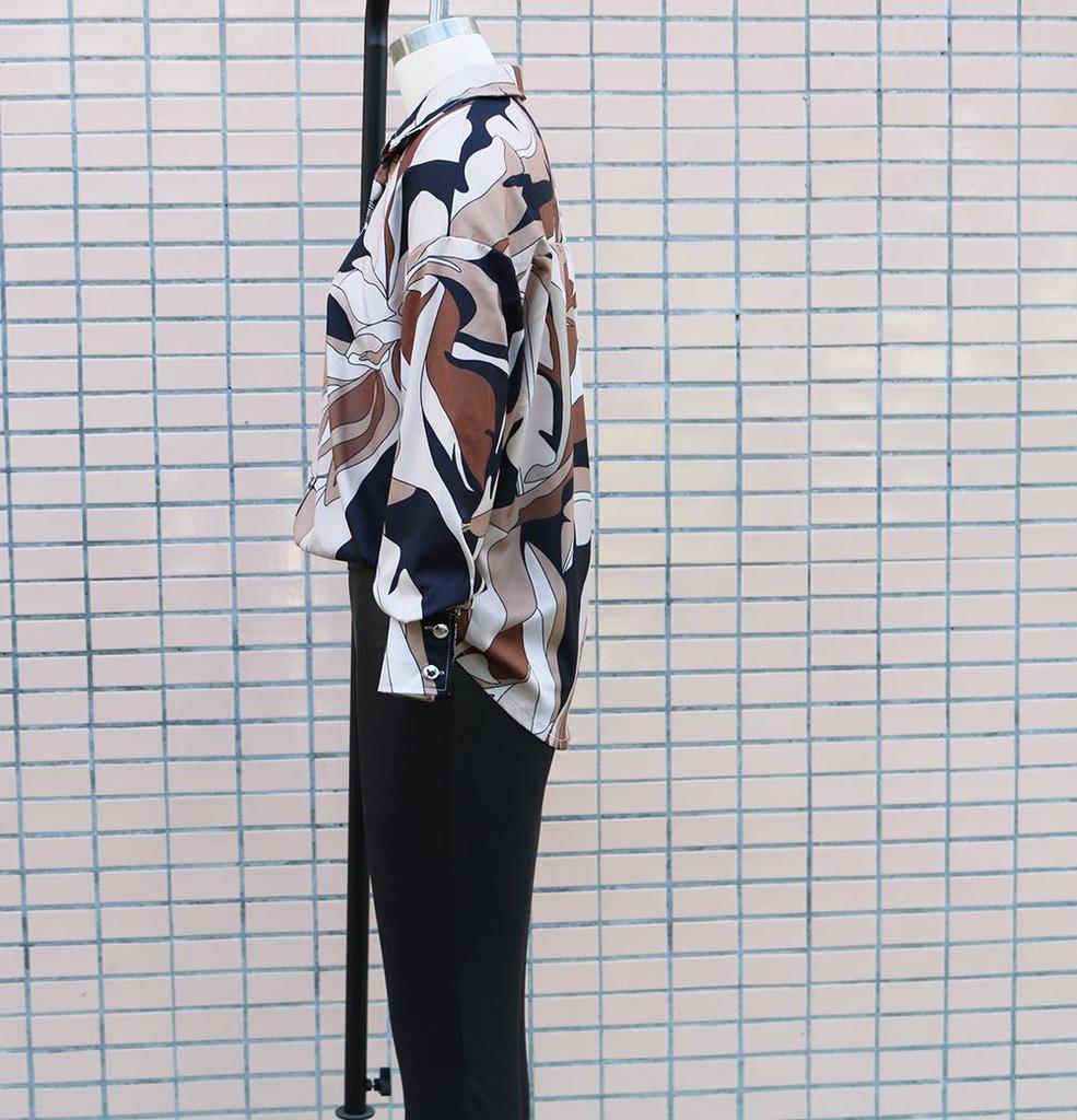 2022 European & American Print Loose Long Sleeve Women's Casual Button Shirt