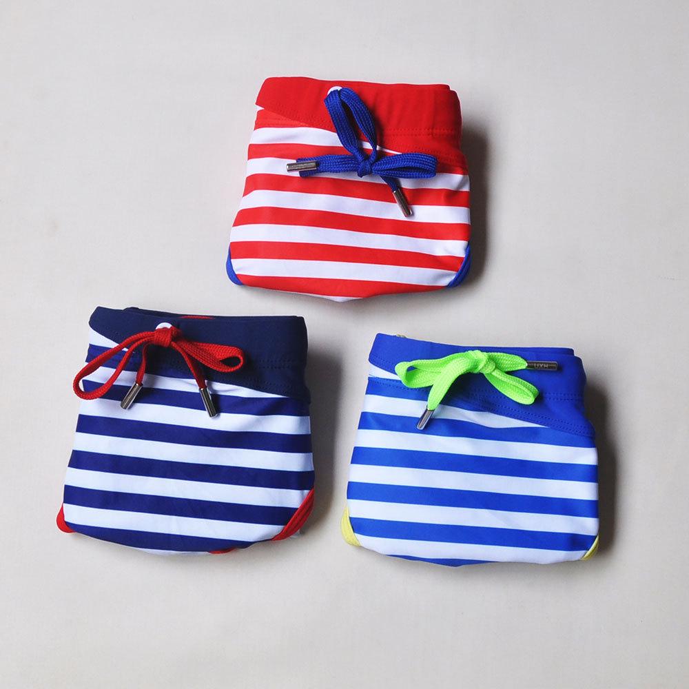 UXH Men's Navy Stripe Patchwork Triangle Swim Briefs with Pocket