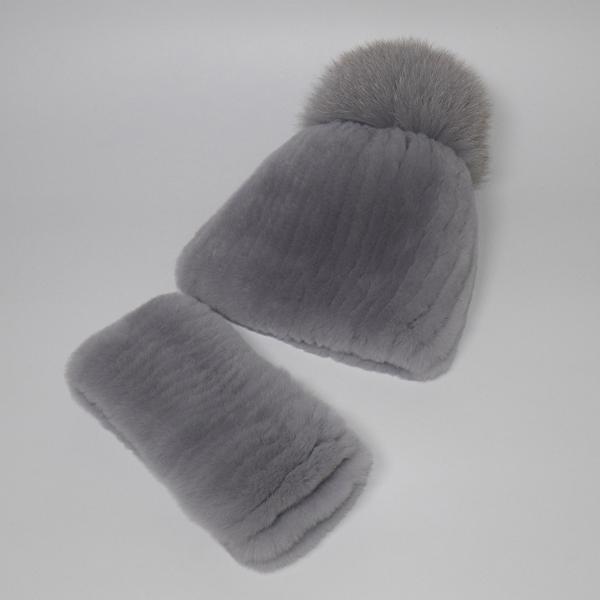 

Зимняя меховая шапка и шарф для женщин, теплая, мягкая, из натурального меха кролика рекс, шапка-шарф, пушистая модная шапка с помпонами из натурального лисьего меха для девочек Good elasticity