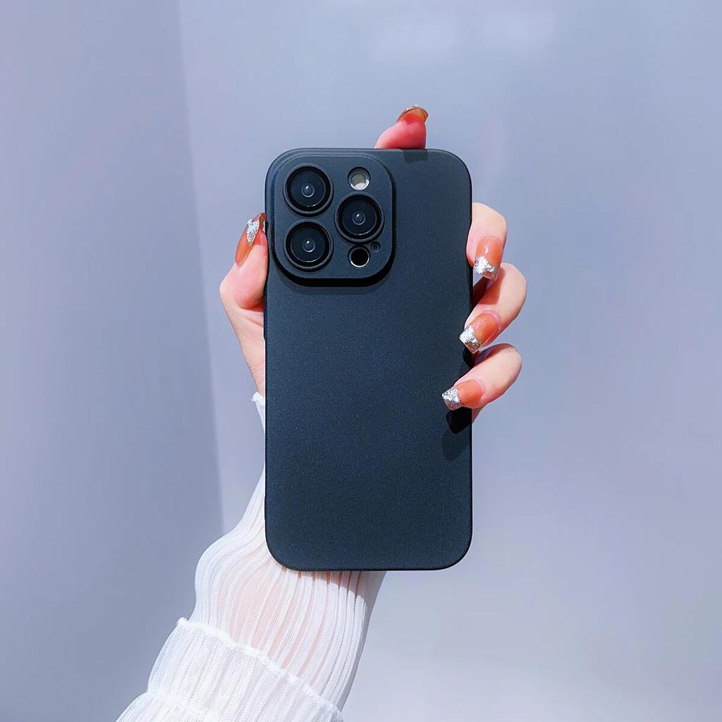 Simple Candy Color Hard Back Covers For iPhone 15 14 13 12 11 Pro Max Plus Shockproof Lens Protection Full Coverage Phone Cases