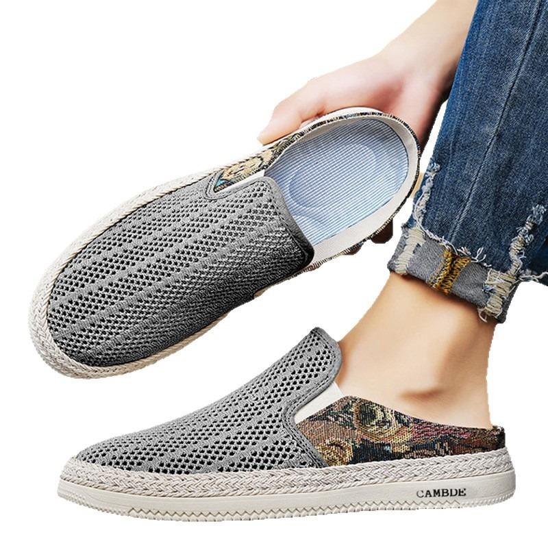 Summer Cool Slippers Bag Head Shoes Men's Casual Shoes Breathable One-pedal Half-tray Slippers Mesh Shoes