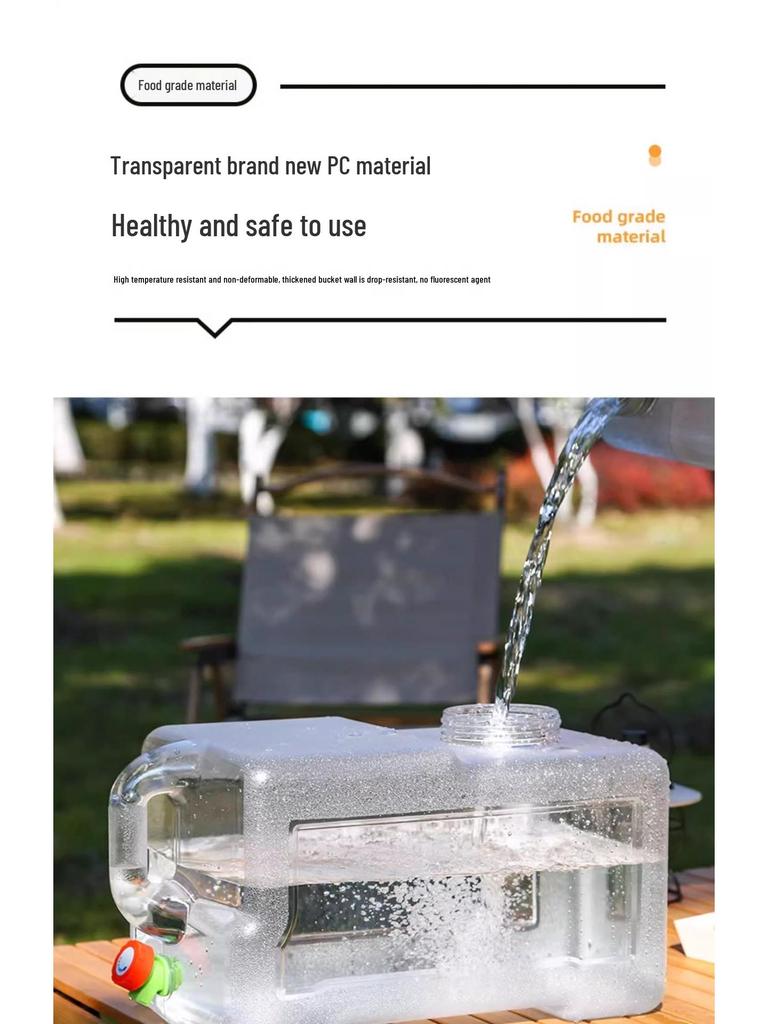 Großer transparenter Outdoor-Wassertank mit Hahn für Auto Reisen und Selbstfahrertouren.