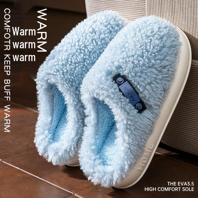 Женские плюшевые хлопковые тапочки - Новый стиль 2025 Нескользящая толстая подошва Теплые и удобные для дома 40-41 Fits 39-40 1090₽