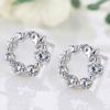 925 Silver Women Hoop Earrings Fashion Pendientes Gift for Female Girl Sparkling Pave CZ U Heart Shape Star Moon Earring E007