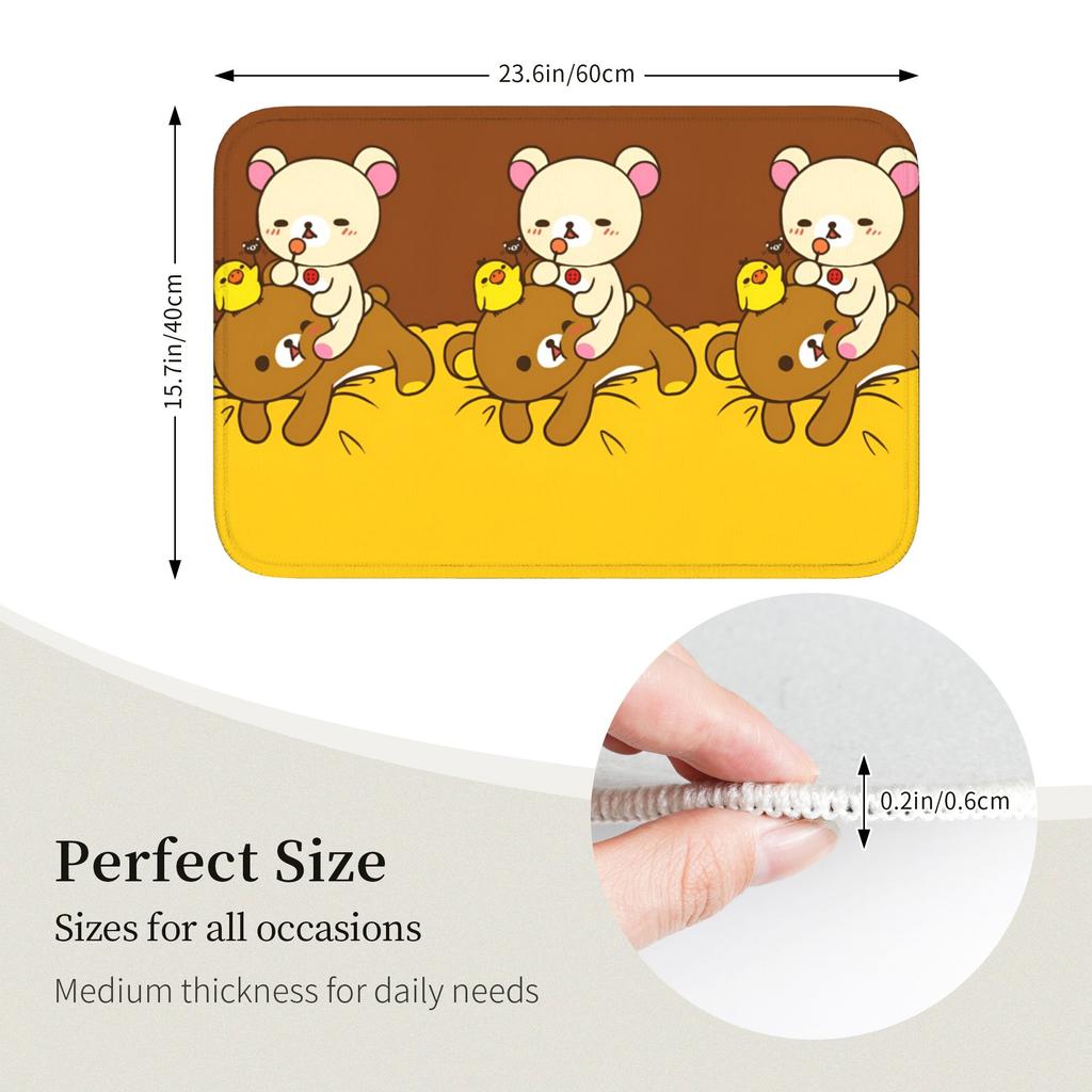 Custom R-Rilakkumaes Cartoon Doormat Non-Slip Entrance Welcome Kitchen Bath Floor Door Mat  Toilet Living Room Carpet Rug