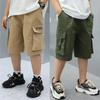 Summer Boys' Cotton Shorts High Street Hip Hop Fashion Big Pocket Shorts Khaki Children's Pants Casual Children's Clothing