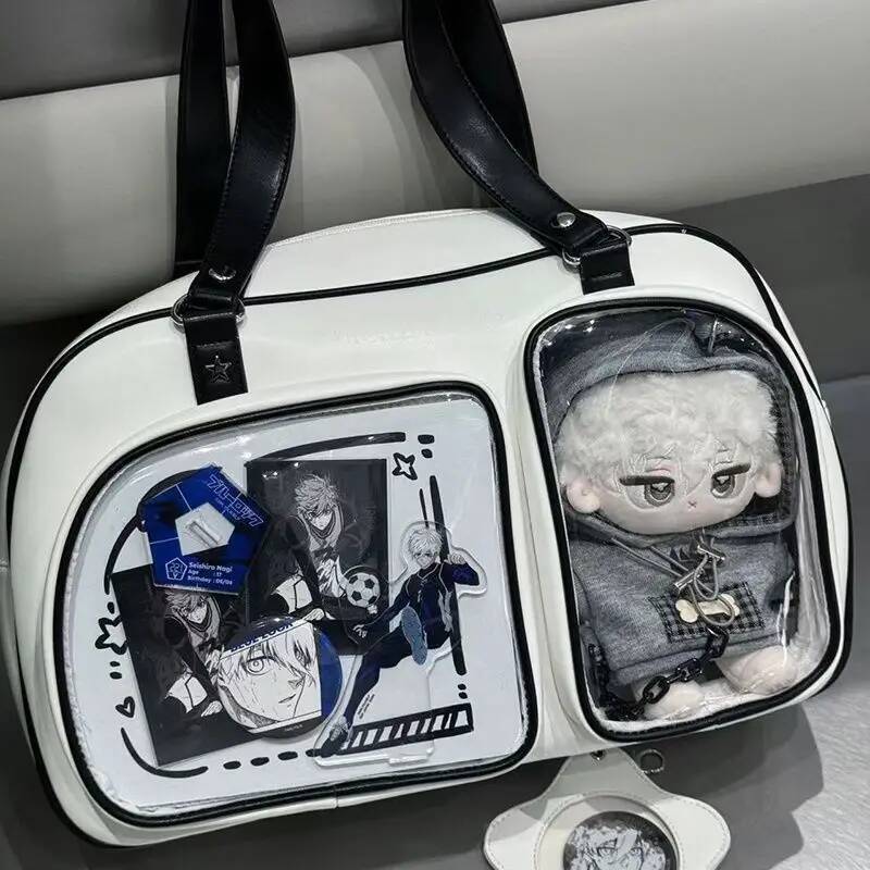 New Y2K Cute Ita Bag Fashion Large Capacity Shoulder Bag Lolita Girl Transparent Cosplay Handbag Diy Badge Display Crossbody Bag