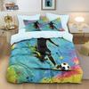 3pcs Football Figure Back Print Coreless Down Duvet Cover Set, Multi Size Bedding Decoration, Machine Washable