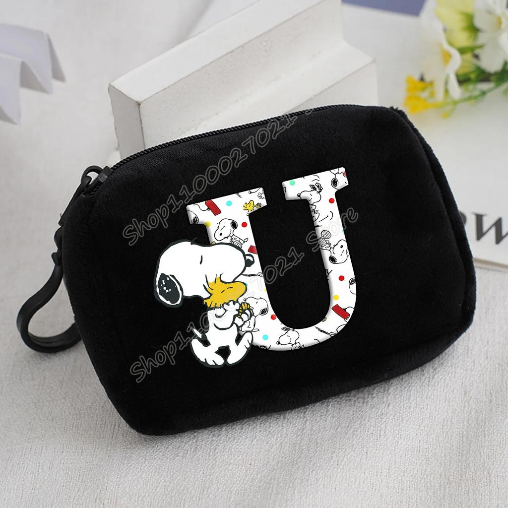 Snoopy Coin Purse Kawaii Cartoon Mini Wallet Man Woman Zipper Purse Fashion Anime Black Money Card Storage Bags Birthday Gift