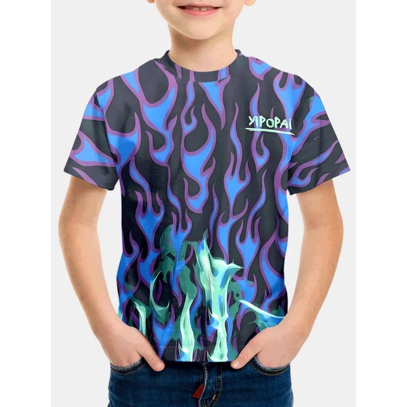 Fashion Men's Children's Clothing Crew Neck Short Sleeve 3D Casual Color Printing Casual Short Sleeve Crew Neck T-Shirt