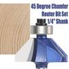 1/4” Shank Chamfer Router Bit 45 Degree Wood Bits Wear-resisting Bevel Milling Cutter  Furniture