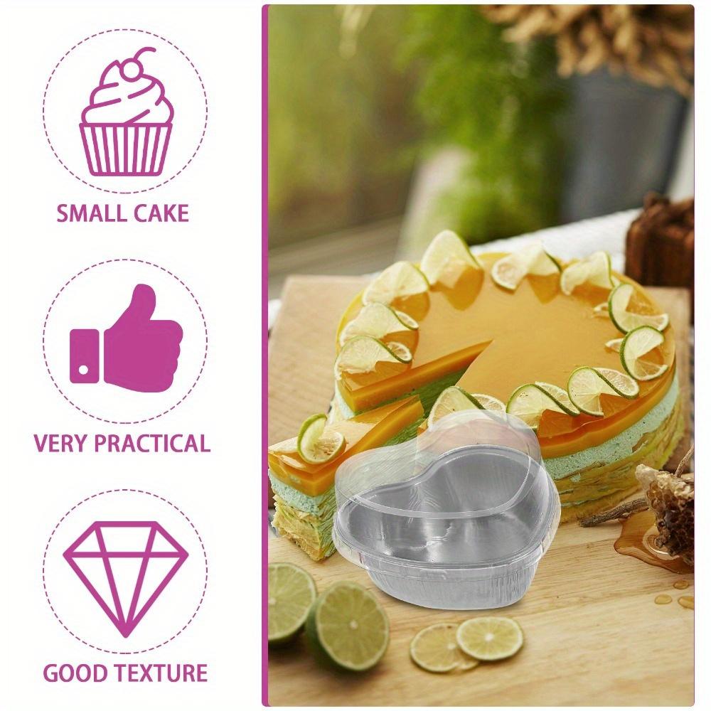 10PCS Aluminum Foil Cake Cup Pan Heart Shaped Cupcake Mold with Lids Disposable Mini Pudding Baking Cups Baking Accessories