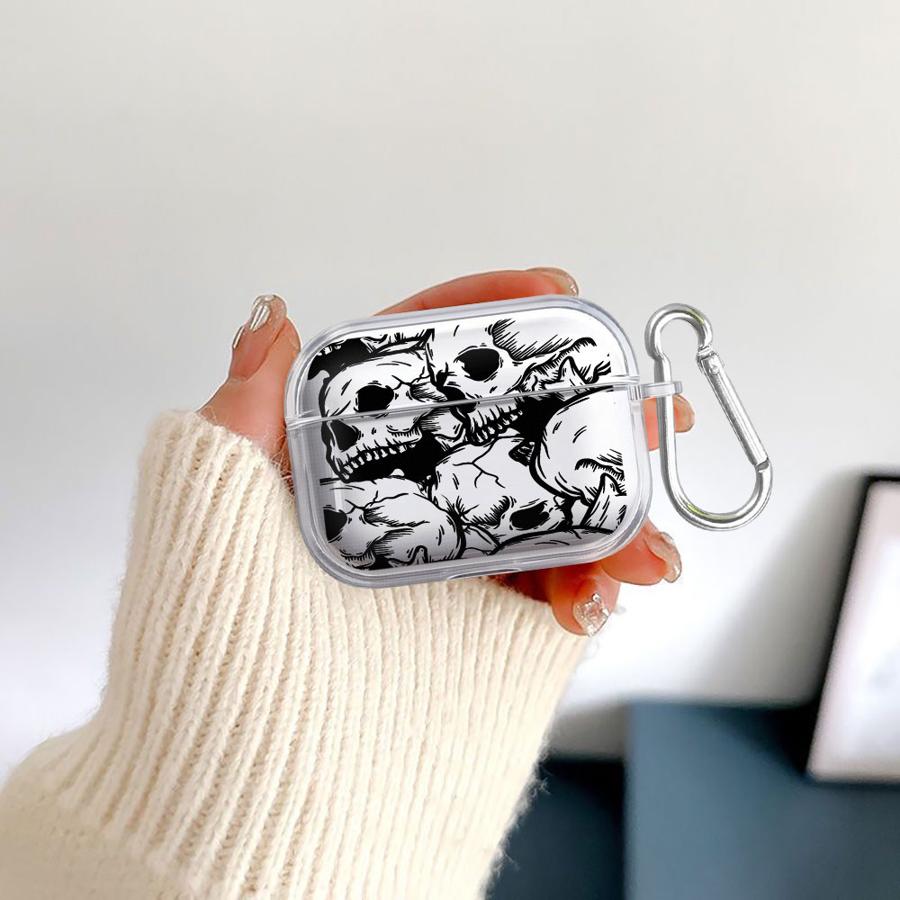Case For Airpods Pro2 Pro 4 1 Pro3 2 3 Clear Earphone Cases Cover Creative Skull Art