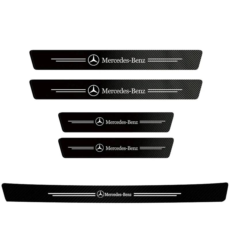 GLC GLB 1/4/5Pcs Carbon Fiber Car Door Sill Scuff Plate Decor Stickers For Mercedes Benz AMG Smart W205 C300 W203 W206 W108 W12