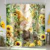 Funny Rubber Duck Shower Curtain Cute Yellow Pink Kids Animal in Bathtub Lovely Green Plants Botanical Brush for Teens Boys