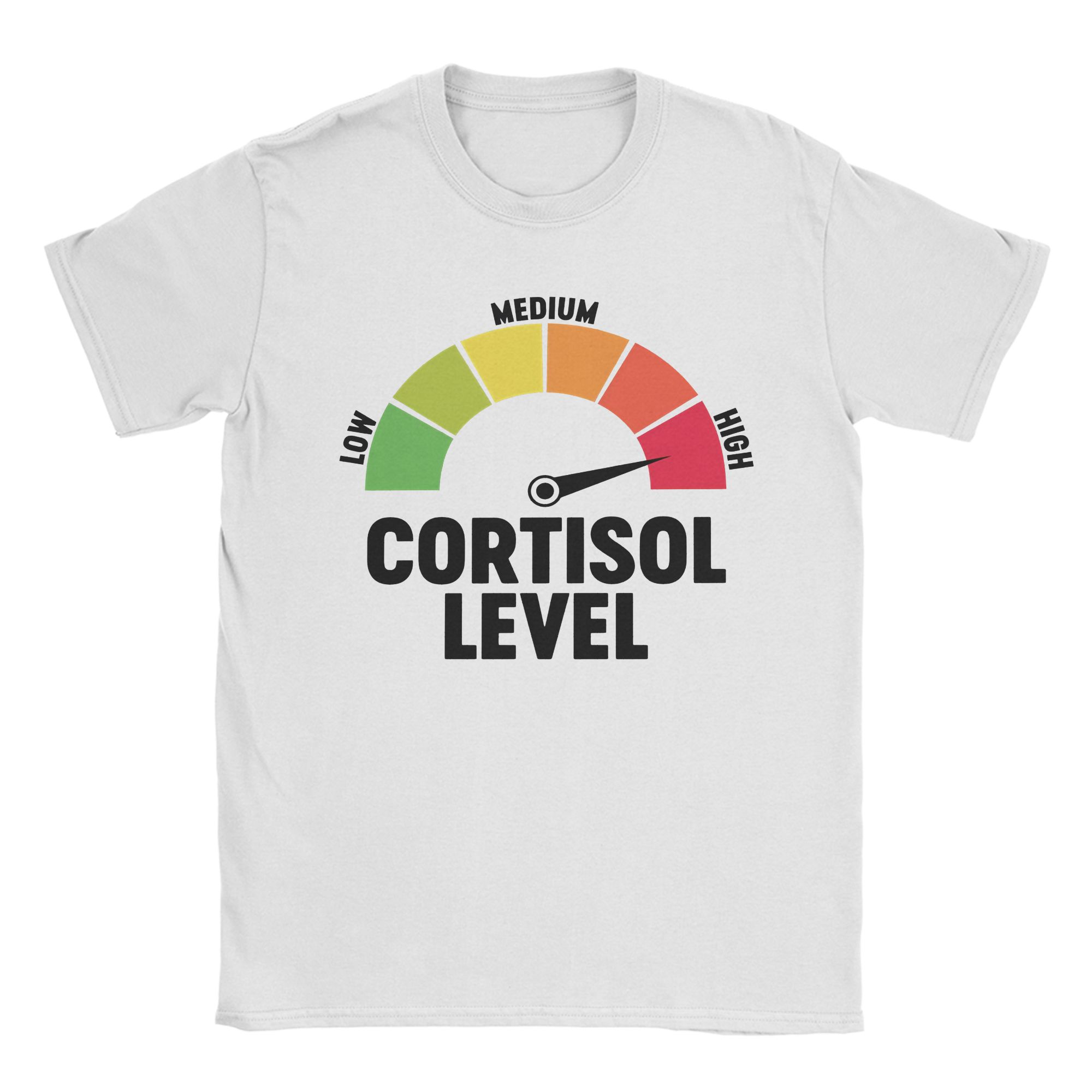 Low Cortisol Levels Stress Meter Meme Anxiety Burnout Humor Tshirt 100 Cotton Tee Shirt T Shirt Graphic Printed Clothing S