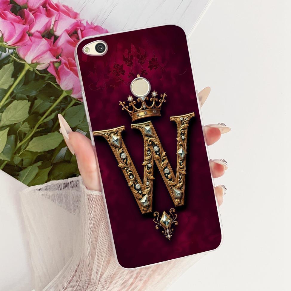 Clear For Huawei P8 Lite 2017 Case Luxury Crown Fashion A-Z Letters 2D Flat Pattern Soft Casing For Huawei PRA-LA1 PRA-LX1 Cover