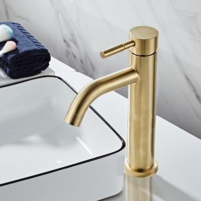 Basin Faucet Bathroom Hot and Cold Single Lever Sink Faucet 304 Stainless Steel Brush Gold Sink Faucet