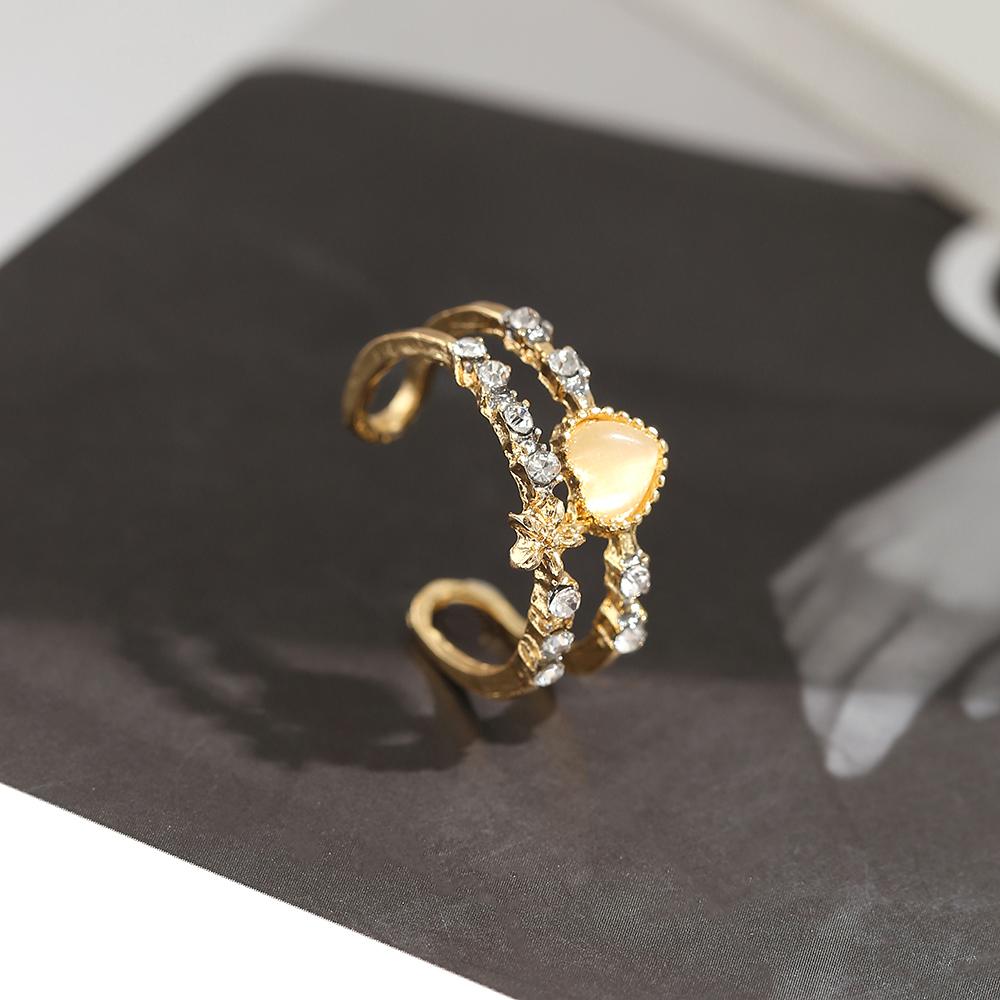 Y2k Kristall Herz Ringe Set Für Frauen Mädchen Vintage Zinklegierung Farbe Unregelmäßige Ringe Mode Kpop Zirkon Ringe Party Zirkon Geschenke