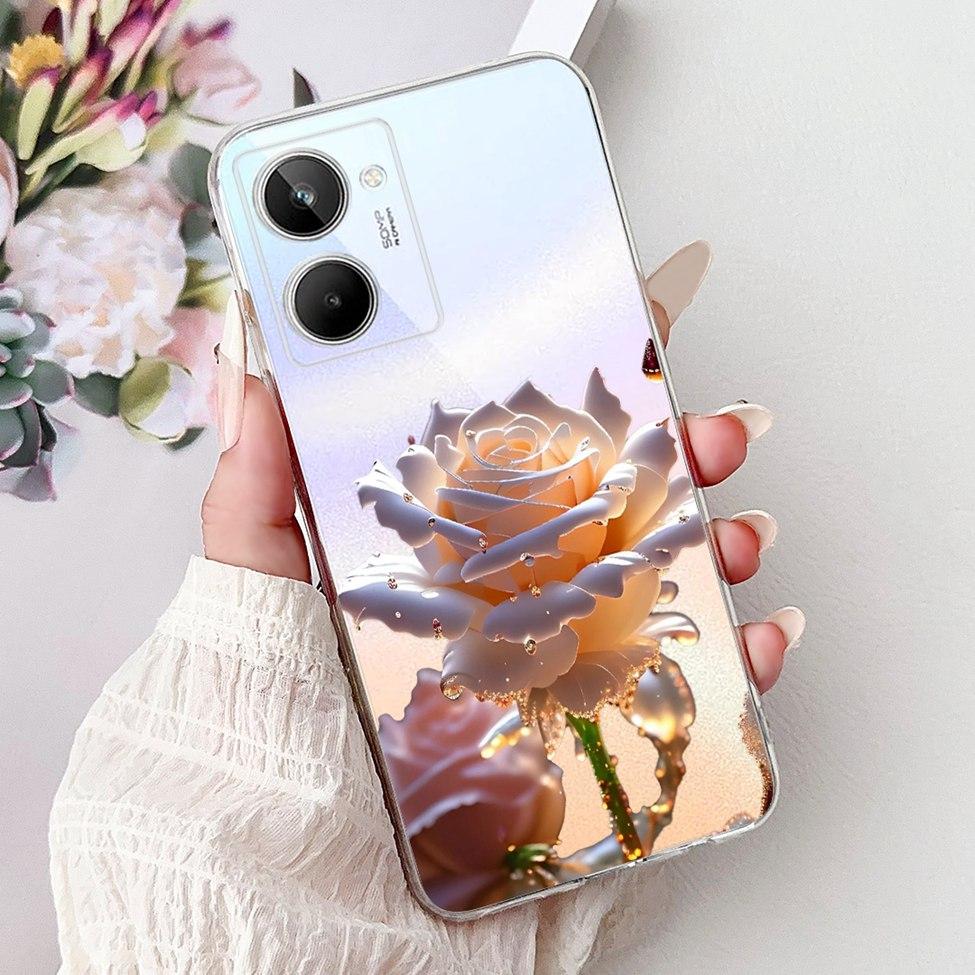 

For Realme 10 4G Case RMX3630 Clear Cute Cat Fashion Flowers Funny Painted Soft Back Cover For Real me 10 4G Phone Case Bumper Realme 10 4G