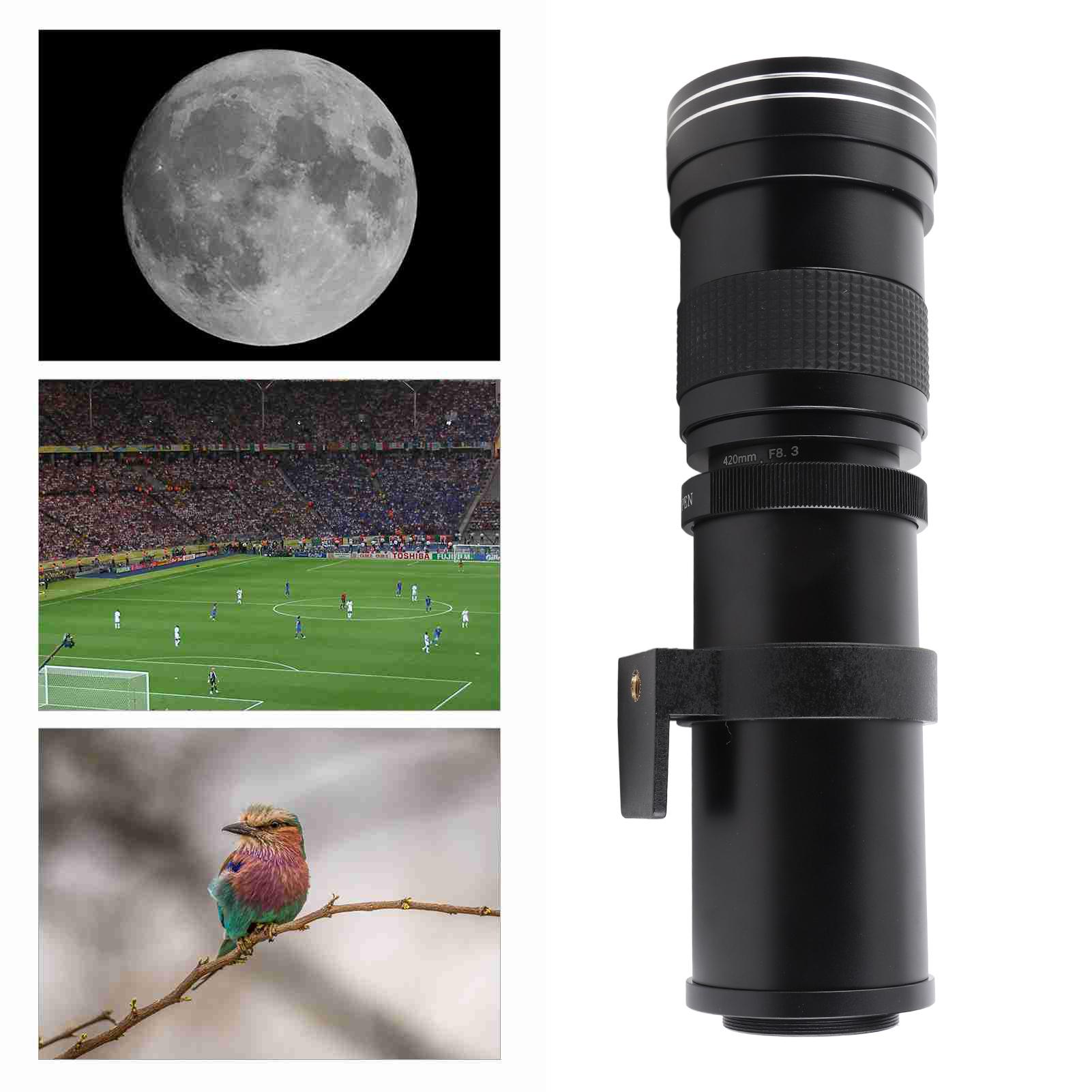 

Камера MF Супер Телеобъектив Зум-объектив F 8.3 16 420 800мм Универсальная резьба 1 4 Замена для байонета Alpha A55 A33 A550 Black чёрный