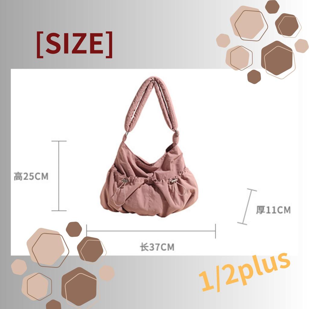Nylon Shoulder Large Crinkled Crossbody Tote for and Travel 1/2plus Women's Bag, Capacity, Lightweight, Drawstring, Bag, Casual, Commuting, School,