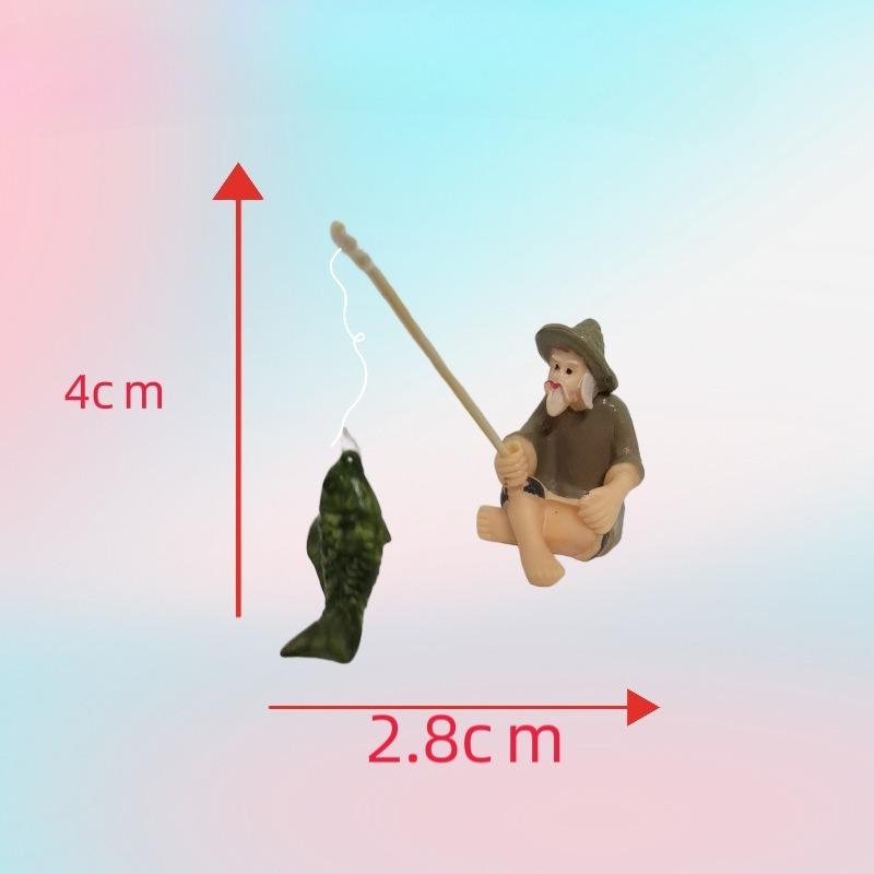 

Fishing Old Man Resin Figure Statue Sitting Garden Aquarium Ornament Fisherman Scene Pool Micro-Landscape Bonsai Garden Craft