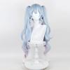 Hatsune Miku Snow Miku Cosplay Wig, Light Blue and Pink Gradient, Long Twin Tails, Blunt Bangs, Heat-Resistant Fiber (Up to 180°C), Adjustable Size, U