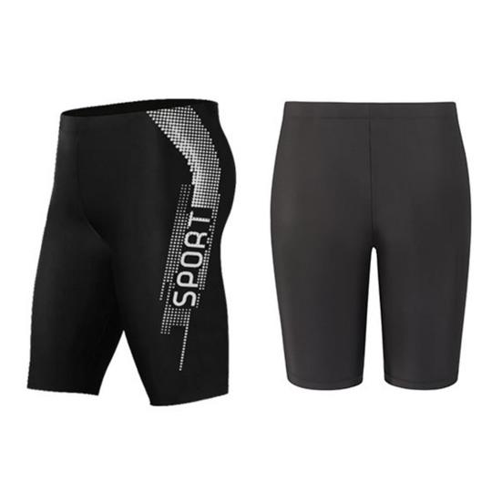 Men Swimming Shorts Water Sport Top O Neck Short Sleeve Slim Fit Elastic Breathable Quick-drying Striped Knee Length Pants Surfing Wading Sports