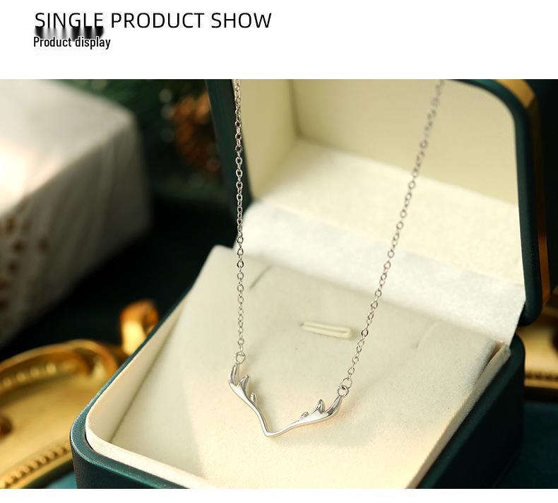 Banyan Baum S925 Silber Koreanischer Waldstil Elch Anhänger Halskette für Frauen