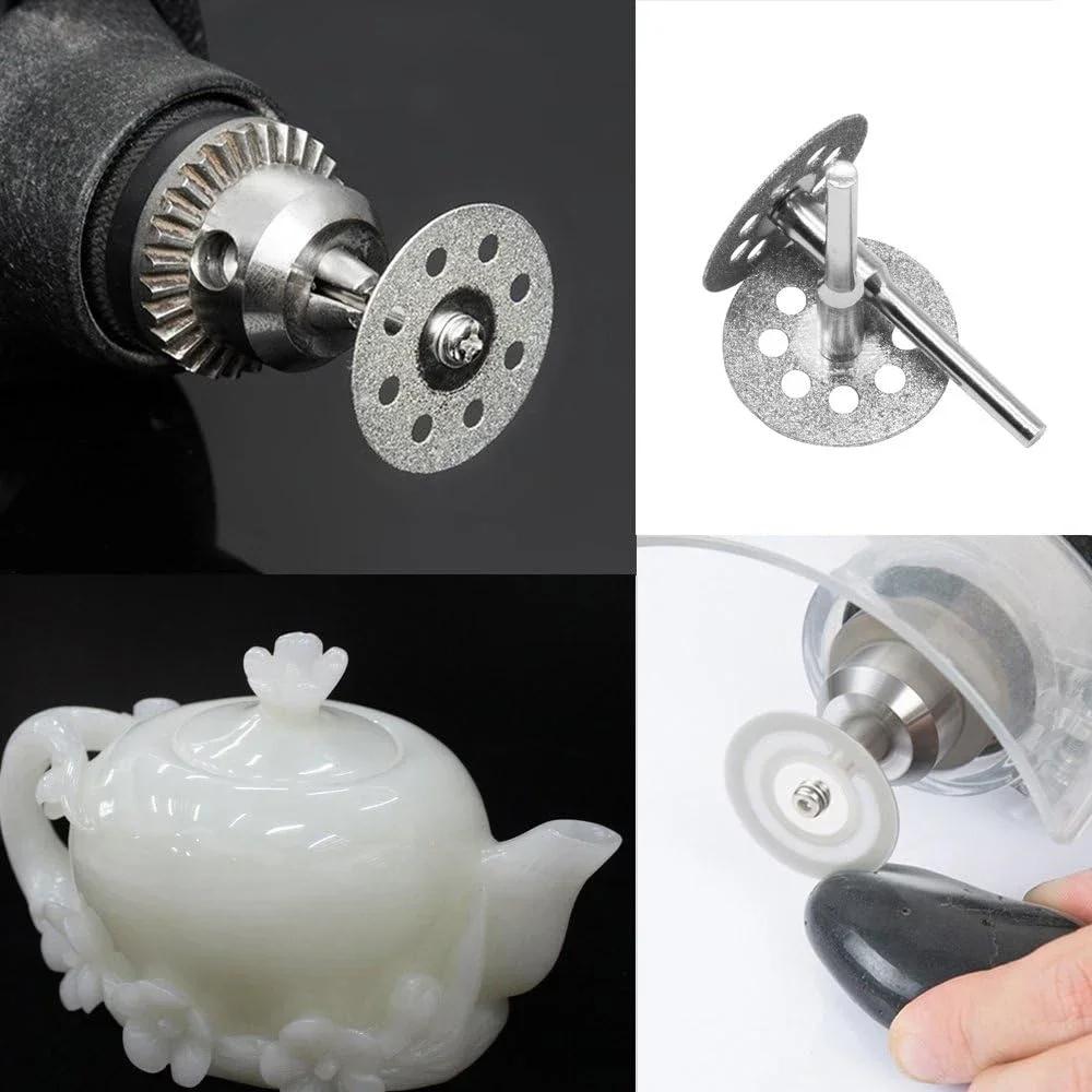 10/30 pcs of 22mm diamond cutting discs with grinding wheel shafts, for cutting plastic wood and metal,for electric rotary tools