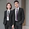 Unisex Professional Blue Suit Set for Civil Servant Interviews, Plus Size Available, Ideal for Hotel Work and Commuting.