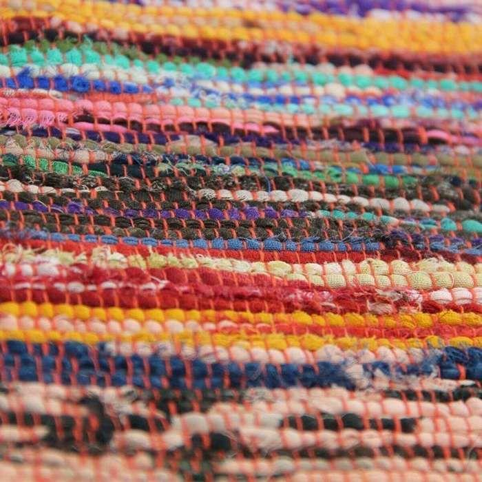 Soft Red Striped Cotton Rug 100x200