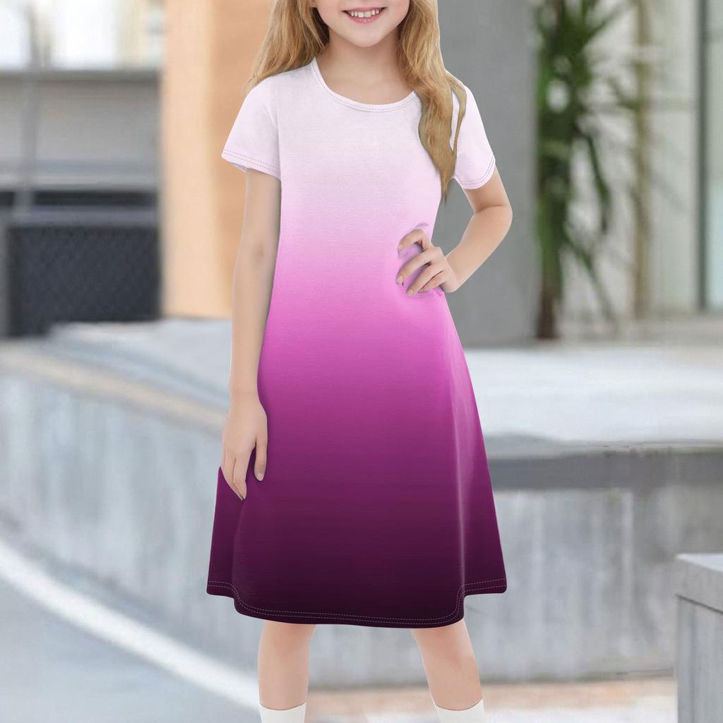 Children's Summer Short-sleeved Casual Fashion Round Neck Dress