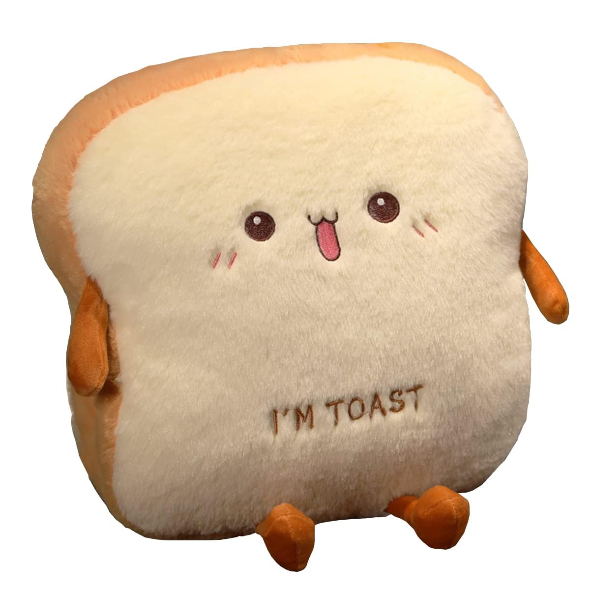 Toast Brood Pluche Kussen, Brood Gevuld Kussen, Voedsel Pluche Kussen Met Handzak Geweldige Cadeaukeuze Voor Kinderen Volwassenen 45Cm 35X45X15cm
