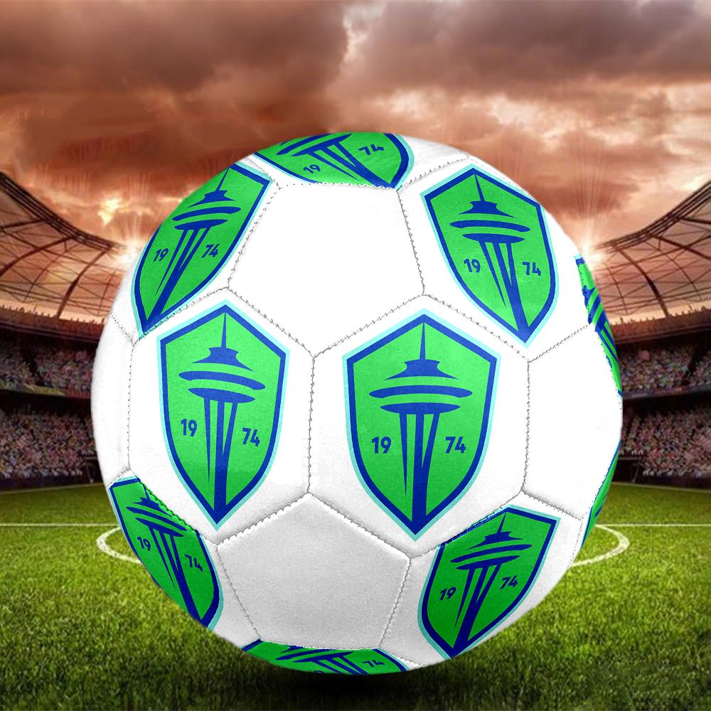 FC Seattle Sounders Soccer Ball, Colorful, Suitable for All Ages, Machine-stitched, PVC Material, Competition Grade, Durable and High Bounce