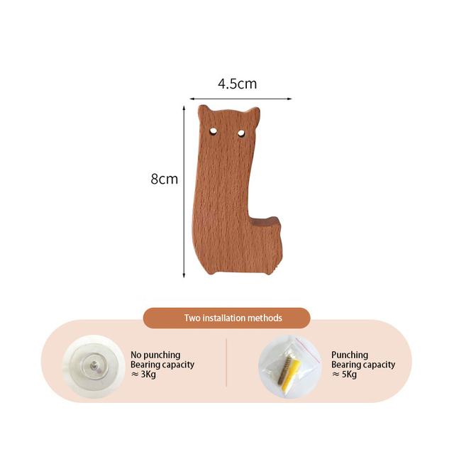 1pcs New Wooden Hook Creative Nordic Cute Animal Hook Wall Hanging Coat Hook Home Decoration Solid Wood Hook Kitchen Accessories