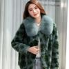 New 100% Mink Fur Coat for Women Short Style Fox Fur Collar Large Size Fur Coat for Women Send Mom and Wife Gift