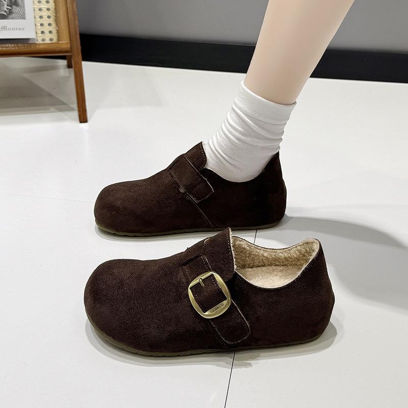 

Женские новые зимние теплые модные и ленивые женские хлопковые туфли на толстой подошве и полностью из бархата 40 темно-коричневого